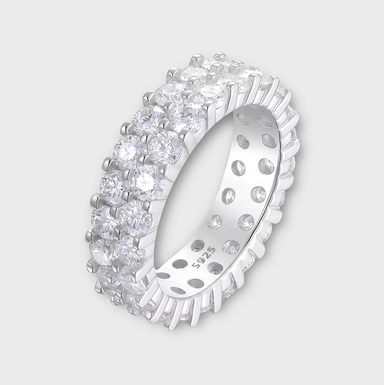 Two Layer Moissanite Stud Ring