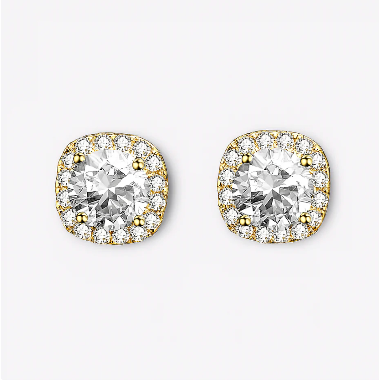 Square Moissanite Halo Earrings