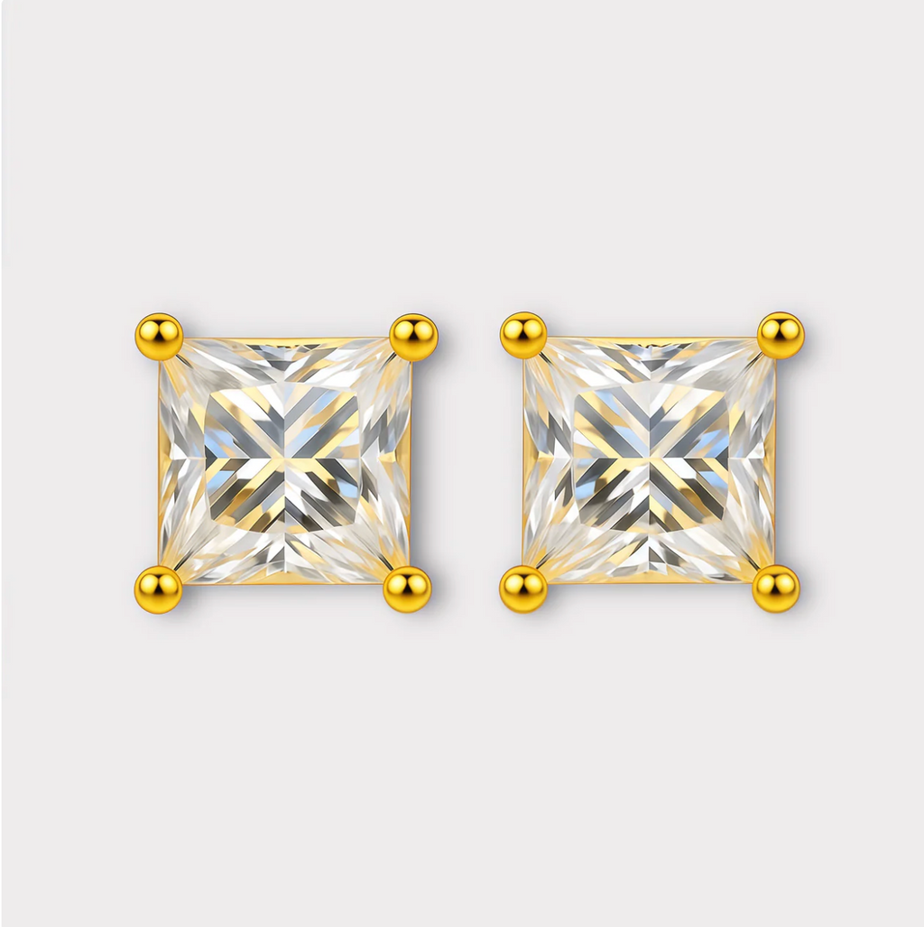 Princess Cut Moissanite Earrings