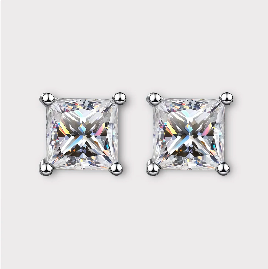 Princess Cut Moissanite Earrings