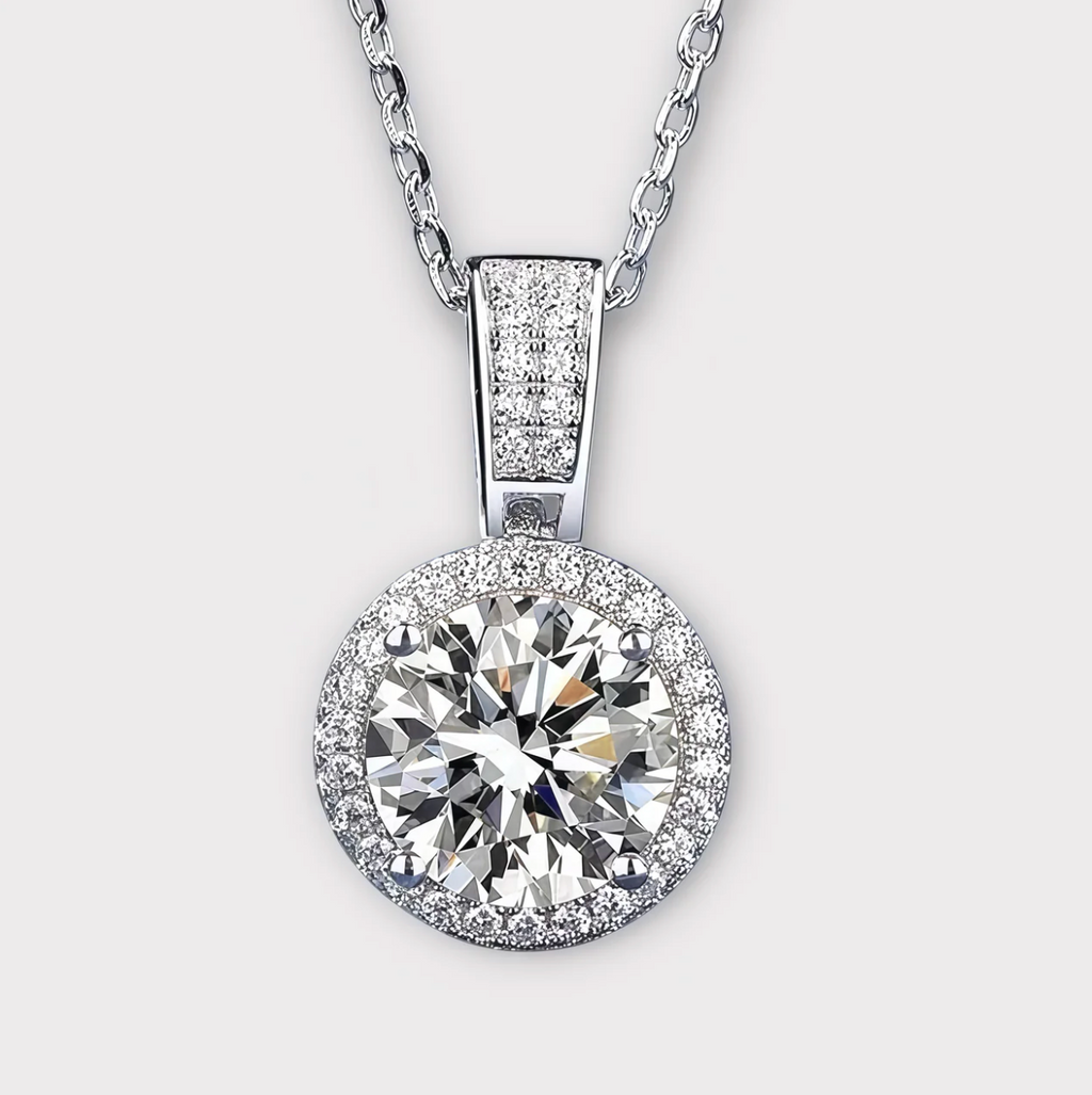 Moissanite Halo Necklace