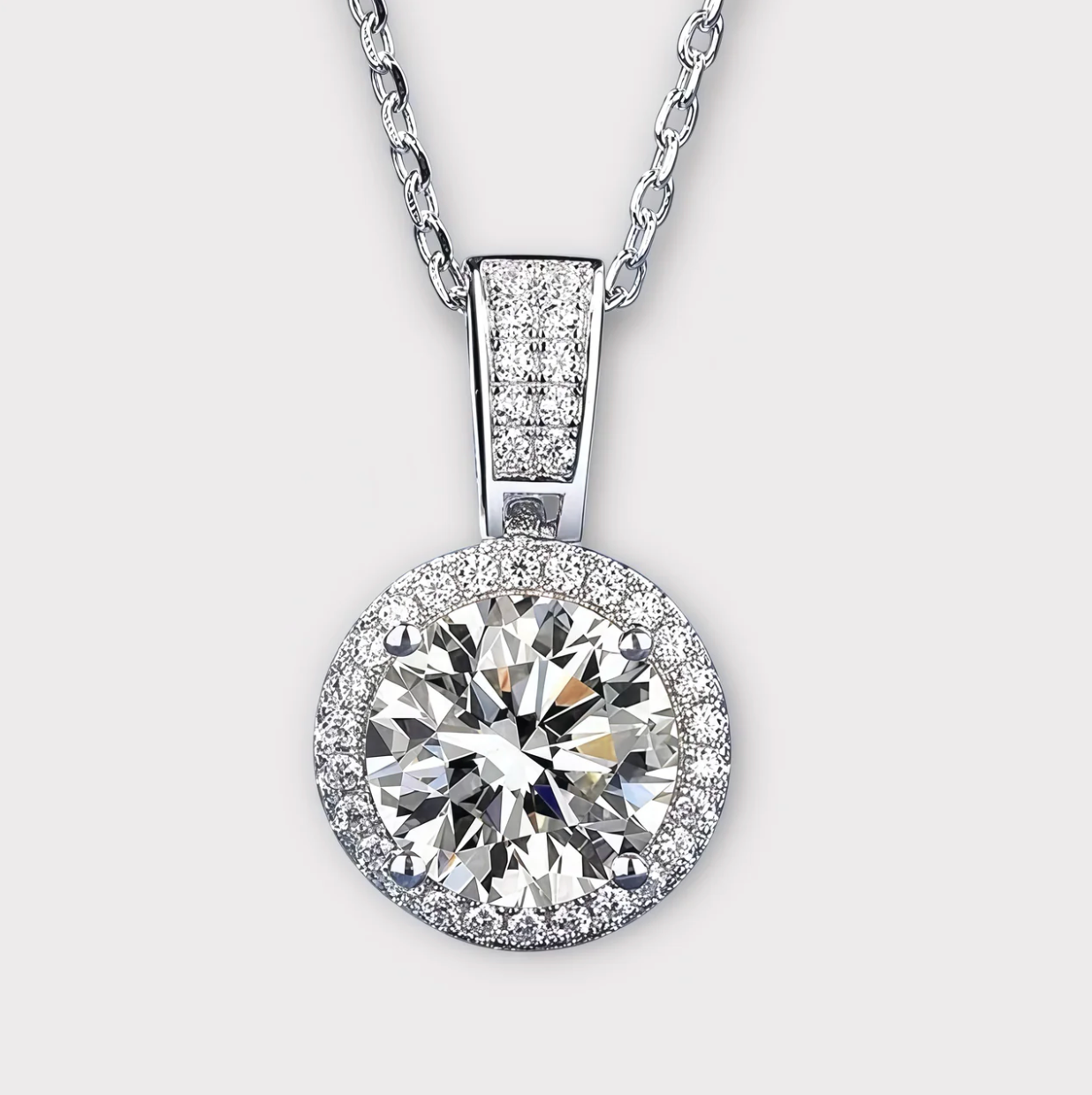 Moissanite Halo Necklace