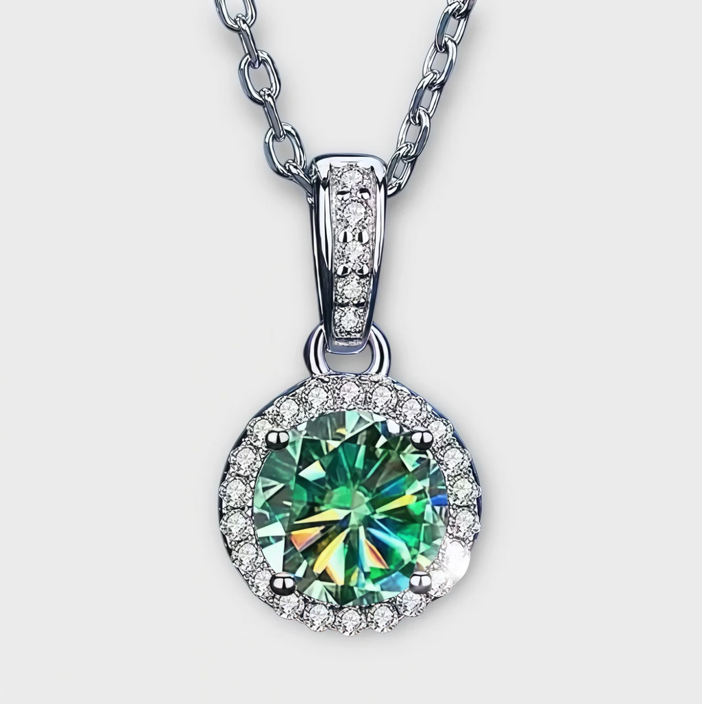 Moissanite Halo Necklace
