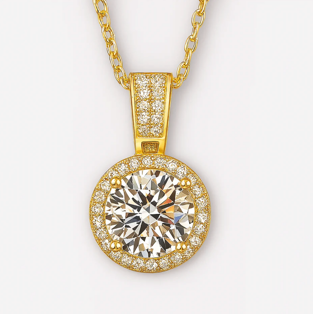 Moissanite Halo Necklace