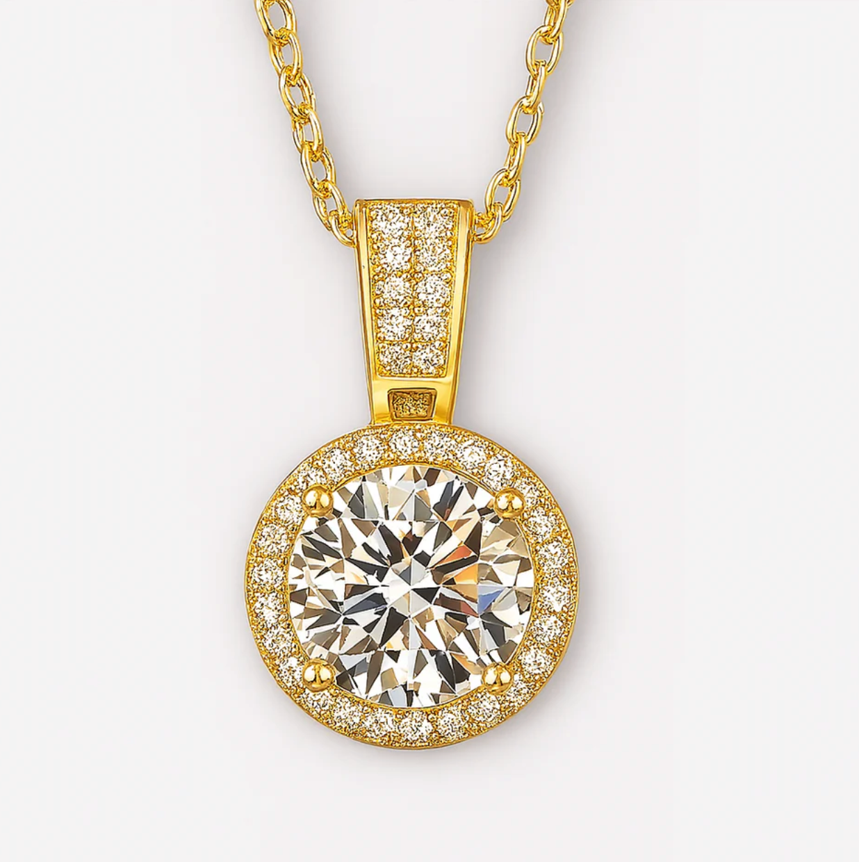 Moissanite Halo Necklace
