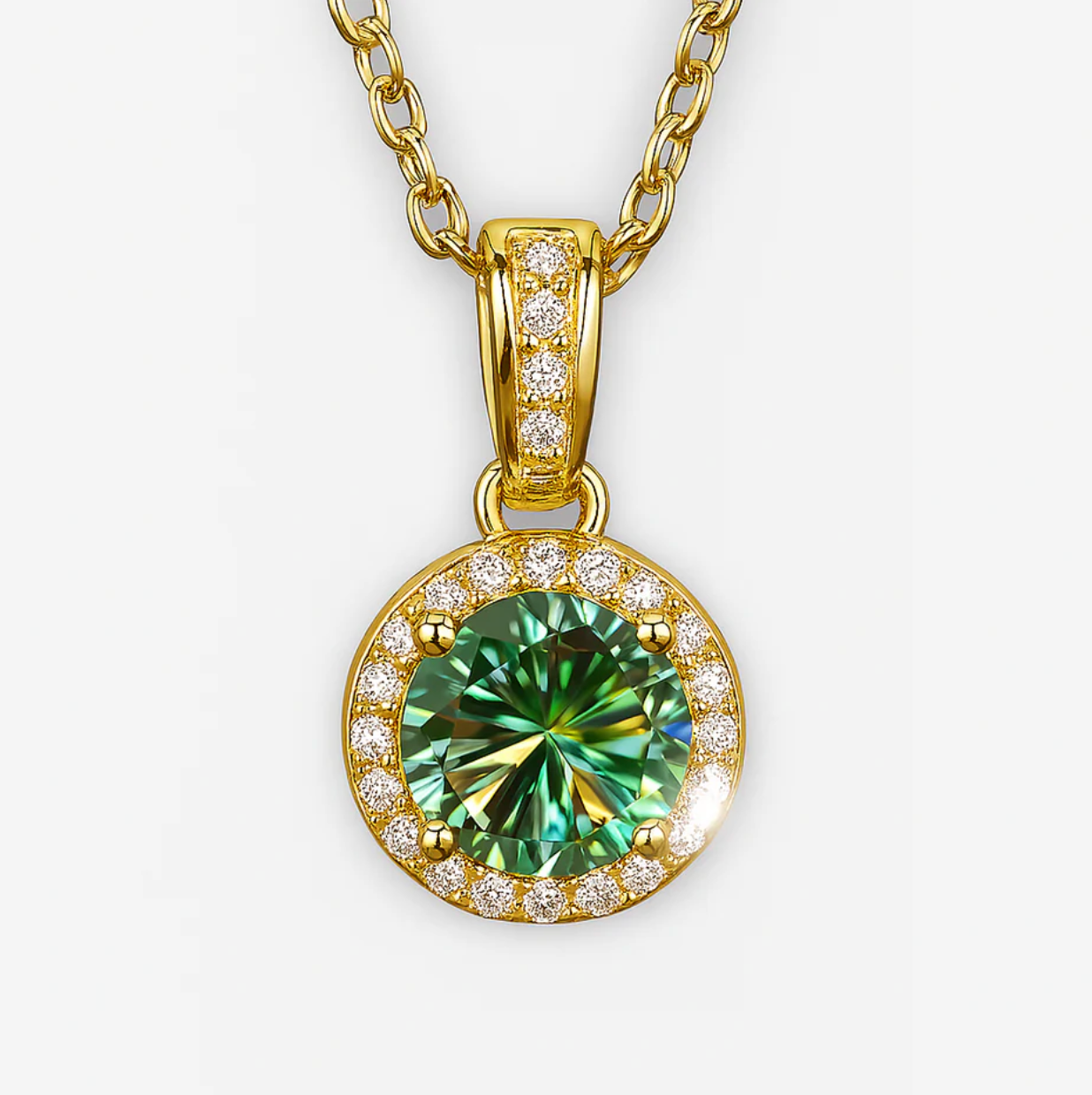 Moissanite Halo Necklace